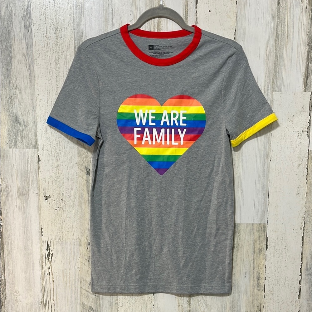 Gray Red Short Sleeve Tee with Pride Design